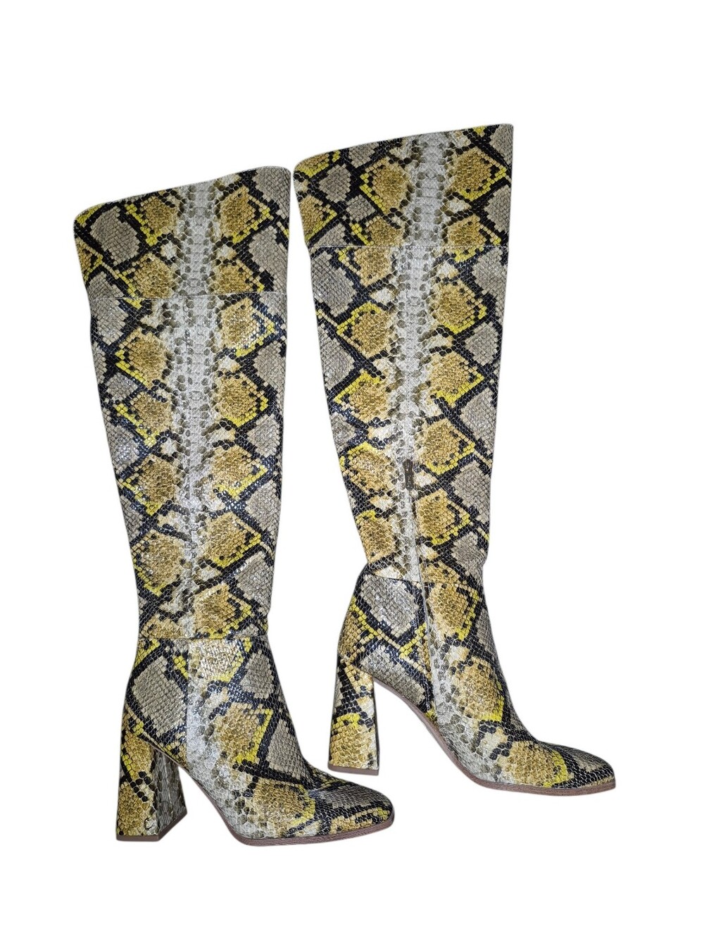 Circus by Sam Edelman Yellow/Black Snake-Print Over-The-Knee Boots
